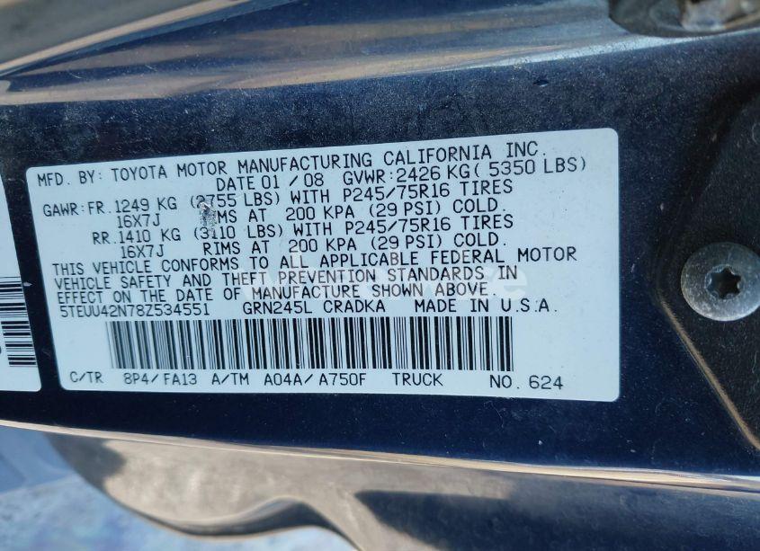 Photo 9 of 2008 Toyota Tacoma ACCESS CAB (VIN 5TEUU42N78Z534551)