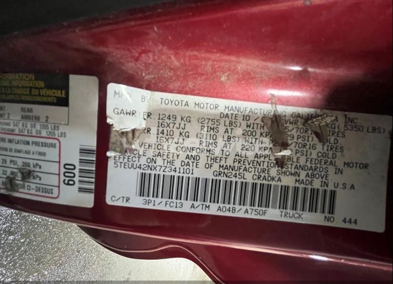 Photo 9 of 2007 Toyota Tacoma BASE V6 (VIN 5TEUU42NX7Z341101)