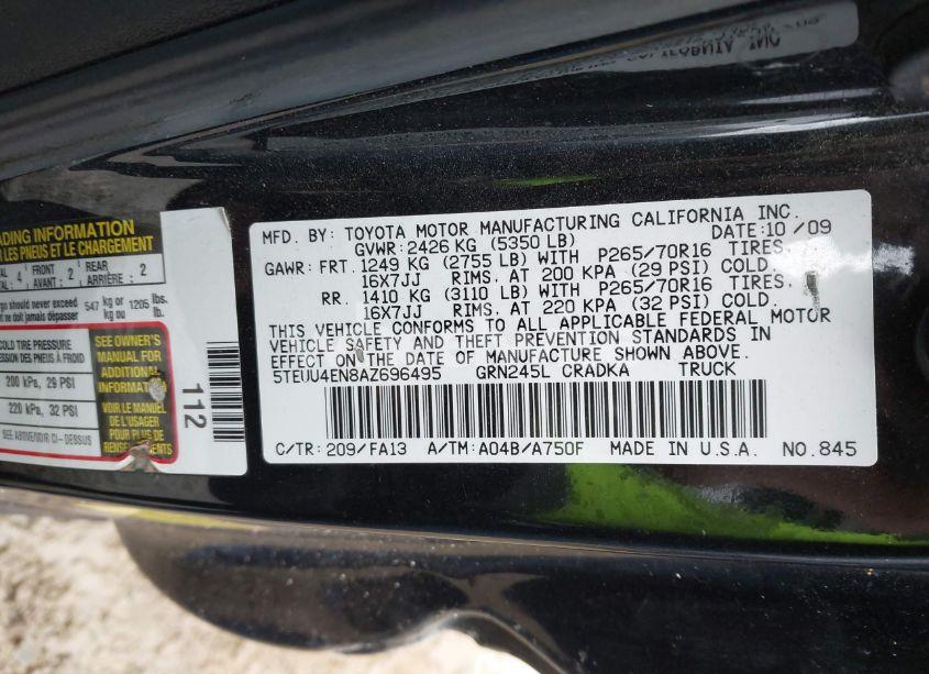 Photo 9 of 2010 Toyota Tacoma ACCESS CAB (VIN 5TEUU4EN8AZ696495)