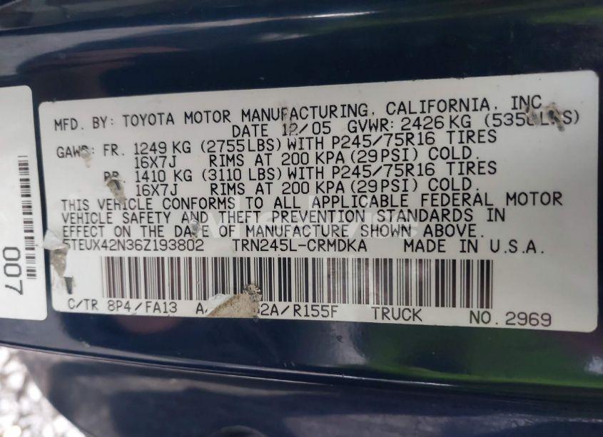 Photo 18 of 2006 Toyota Tacoma N/A (VIN 5TEUX42N36Z193802)