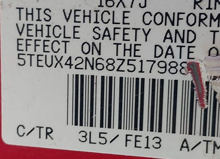 Photo 9 of 2008 Toyota Tacoma (VIN 5TEUX42N68Z517988)