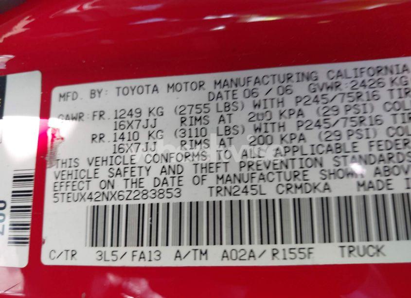 Photo 9 of 2006 Toyota Tacoma N/A (VIN 5TEUX42NX6Z283853)