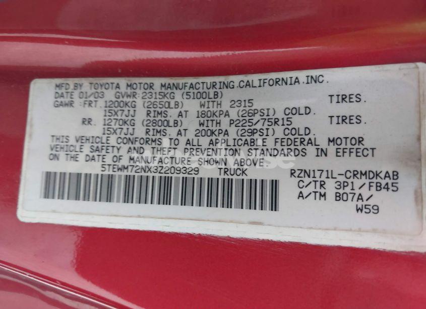 Photo 9 of 2003 Toyota Tacoma N/A (VIN 5TEWM72NX3Z209329)