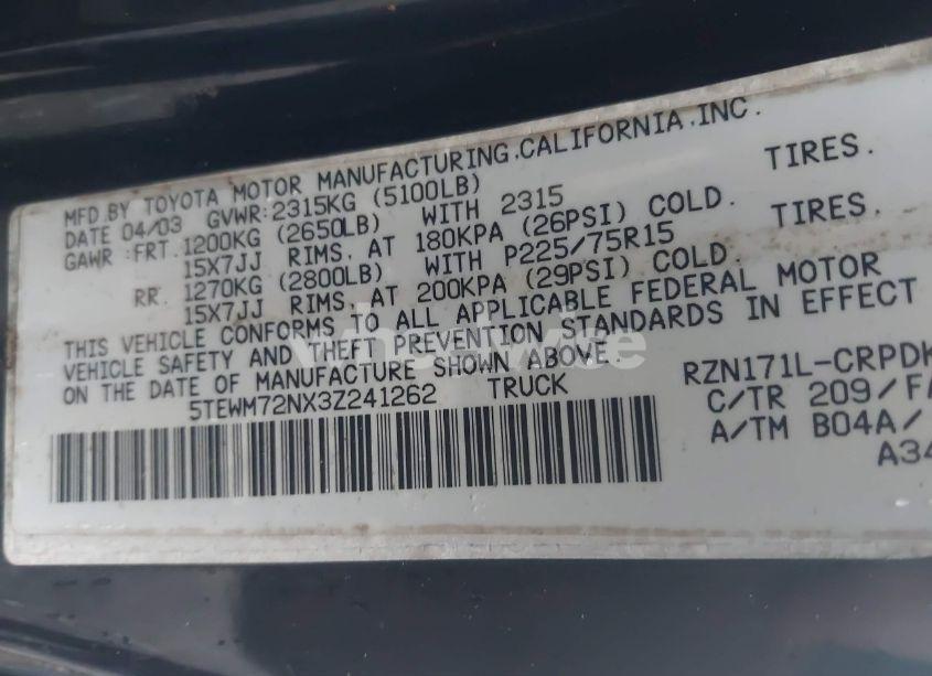 Photo 9 of 2003 Toyota Tacoma (VIN 5TEWM72NX3Z241262)