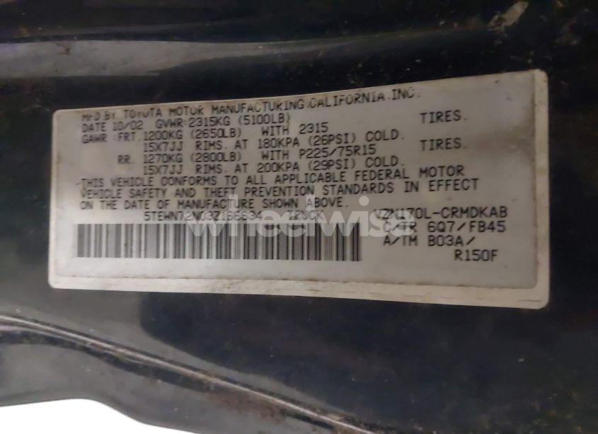 Photo 9 of 2003 Toyota Tacoma BASE V6 (VIN 5TEWN72N03Z166634)