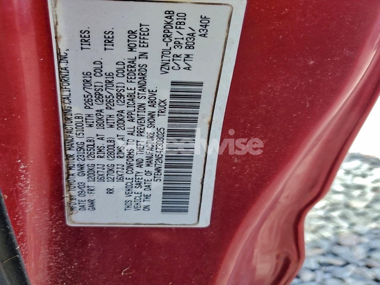 Photo 12 of 2004 TOYOTA TACOMA XTRACAB (VIN 5TEWN72N54Z308025)