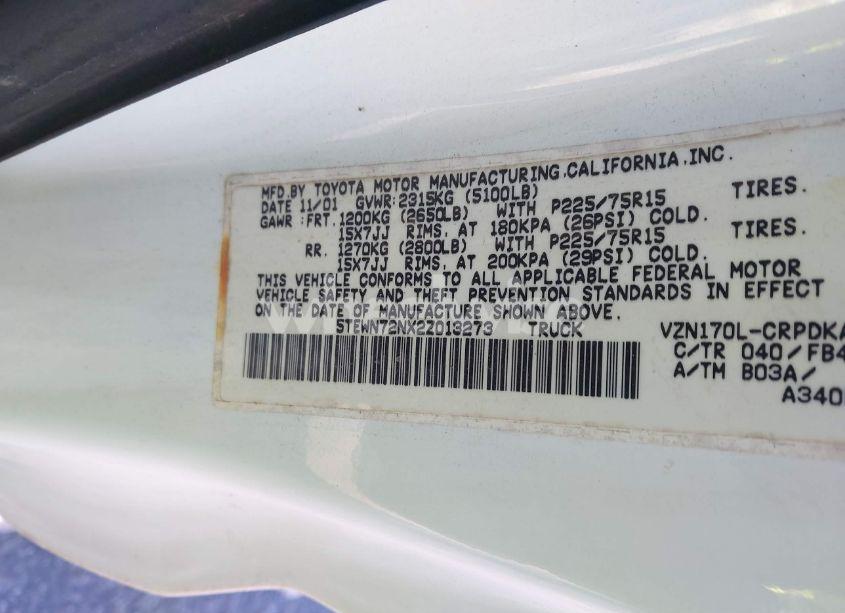 Photo 9 of 2002 Toyota Tacoma BASE V6 (VIN 5TEWN72NX2Z013273)