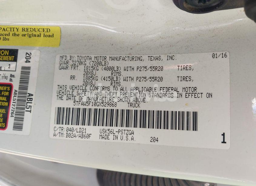 Photo 9 of 2016 Toyota Tundra 1794 5.7L V8 (VIN 5TFAW5F10GX529868)