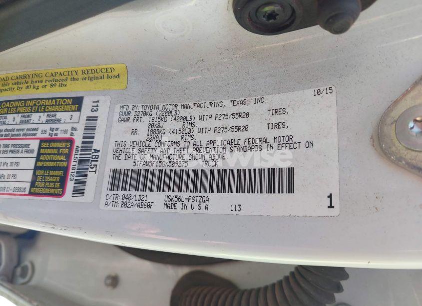 Photo 9 of 2016 Toyota Tundra 1794 5.7L V8 (VIN 5TFAW5F15GX509275)