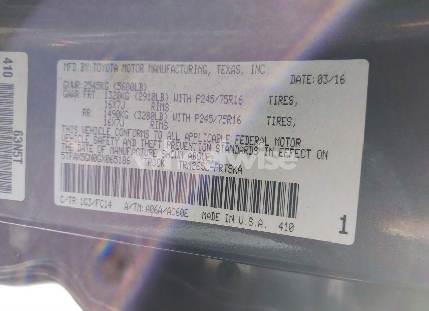 Photo 9 of 2016 Toyota Tacoma SR5 (VIN 5TFAX5GN0GX065186)