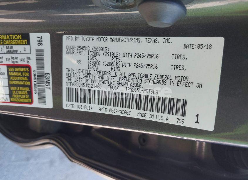 Photo 9 of 2018 Toyota Tacoma SR5 (VIN 5TFAX5GN5JX121405)