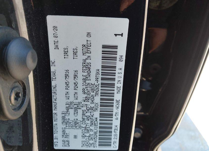 Photo 9 of 2020 Toyota Tacoma SR (VIN 5TFAX5GN8LX185344)