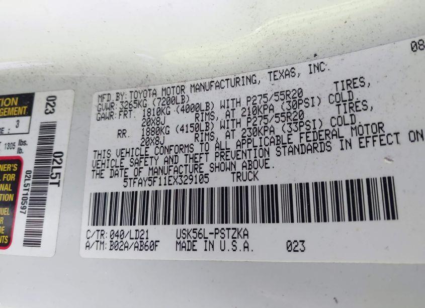 Photo 9 of 2014 Toyota Tundra 1794 5.7L V8 (VIN 5TFAY5F11EX329105)