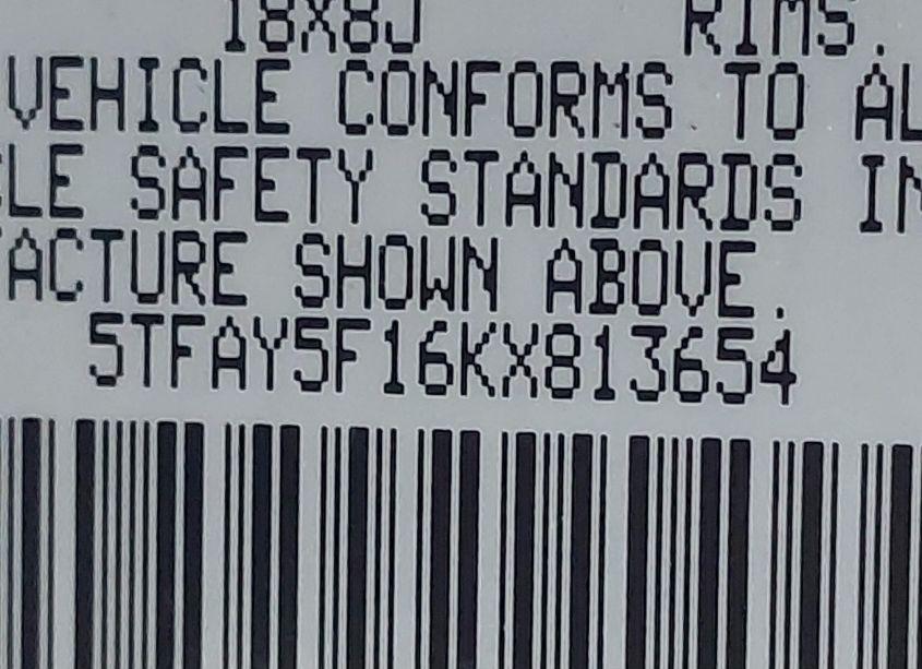 Photo 9 of 2019 Toyota Tundra 1794 5.7L V8 (VIN 5TFAY5F16KX813654)