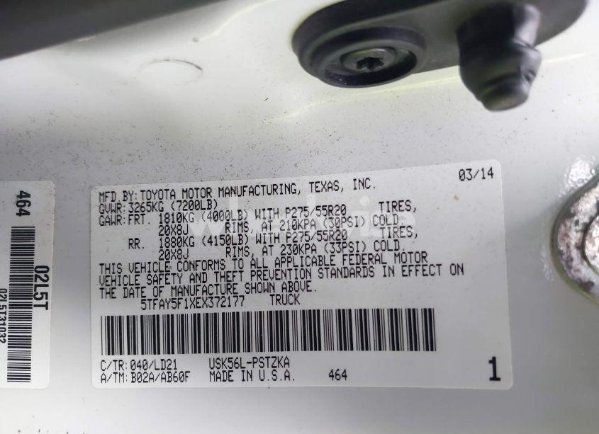 Photo 9 of 2014 Toyota Tundra 1794 5.7L V8 (VIN 5TFAY5F1XEX372177)