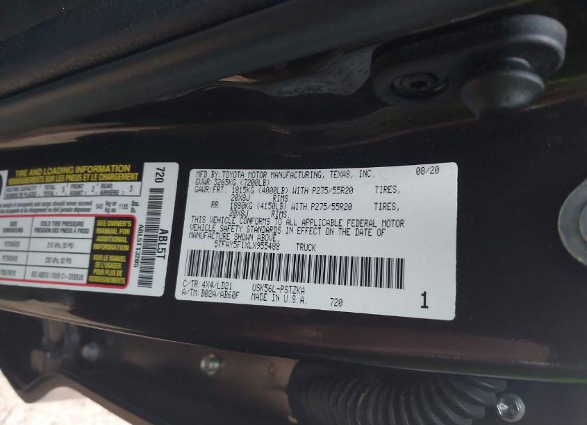 Photo 9 of 2020 Toyota Tundra 4WD 1794 EDITION (VIN 5TFAY5F1XLX955488)