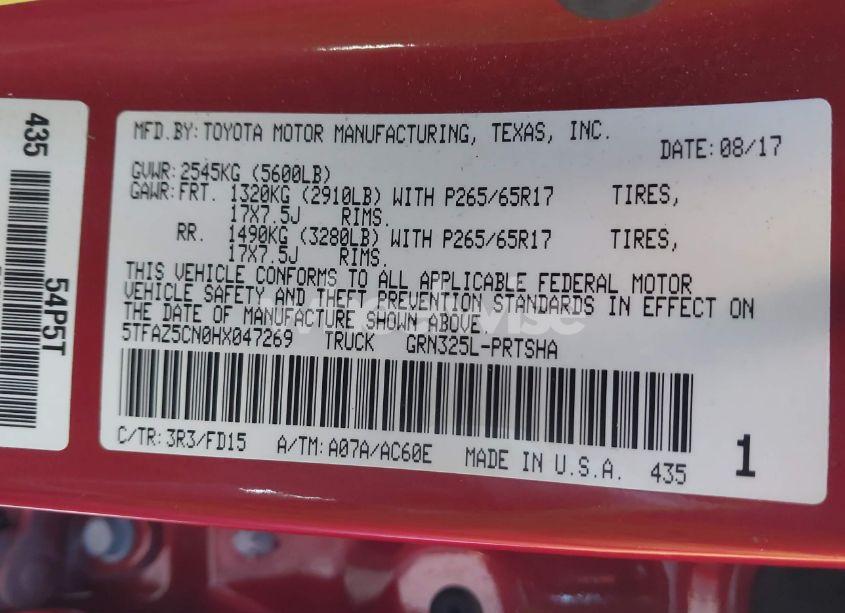 Photo 9 of 2017 Toyota Tacoma TRD SPORT (VIN 5TFAZ5CN0HX047269)