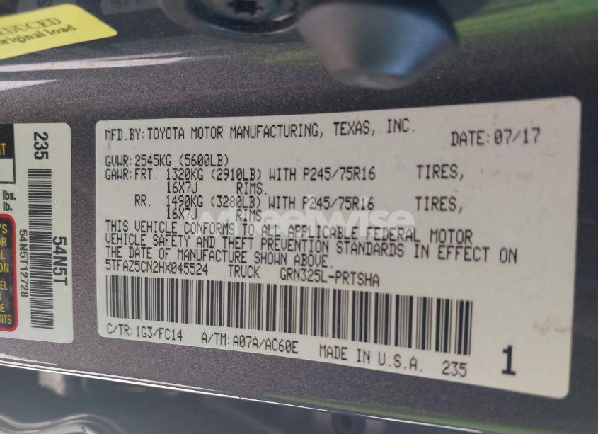 Photo 9 of 2017 Toyota Tacoma SR5 V6 (VIN 5TFAZ5CN2HX045524)