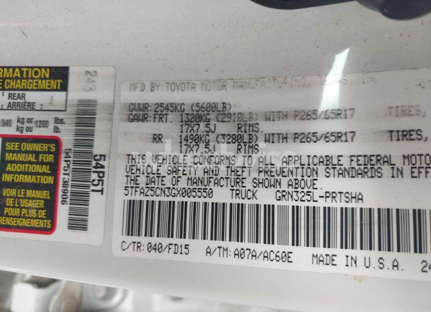 Photo 9 of 2016 Toyota Tacoma TRD SPORT (VIN 5TFAZ5CN3GX005550)