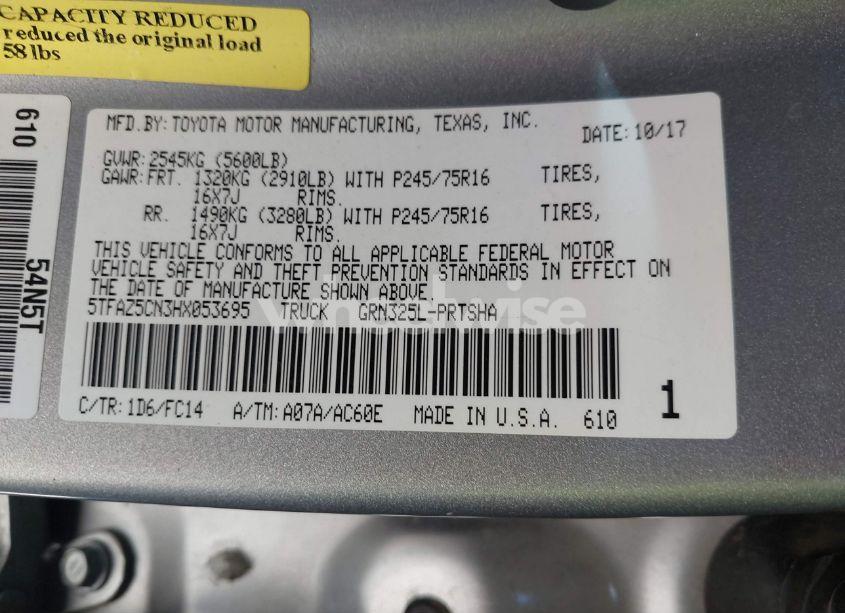 Photo 9 of 2017 Toyota Tacoma SR5 V6 (VIN 5TFAZ5CN3HX053695)