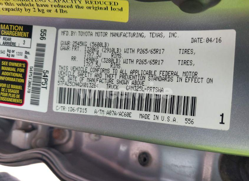 Photo 9 of 2016 Toyota Tacoma TRD SPORT (VIN 5TFAZ5CN4GX013284)
