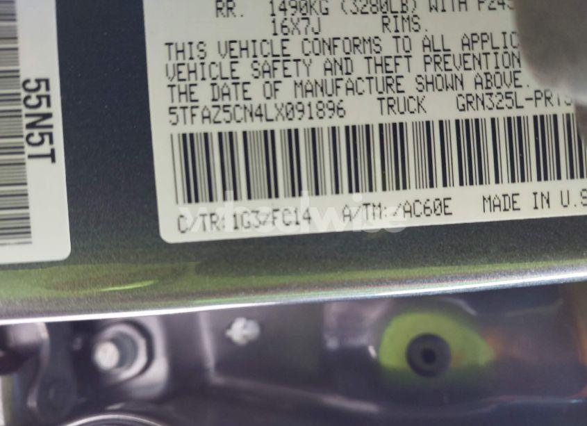 Photo 9 of 2020 Toyota Tacoma SR5 V6 (VIN 5TFAZ5CN4LX091896)