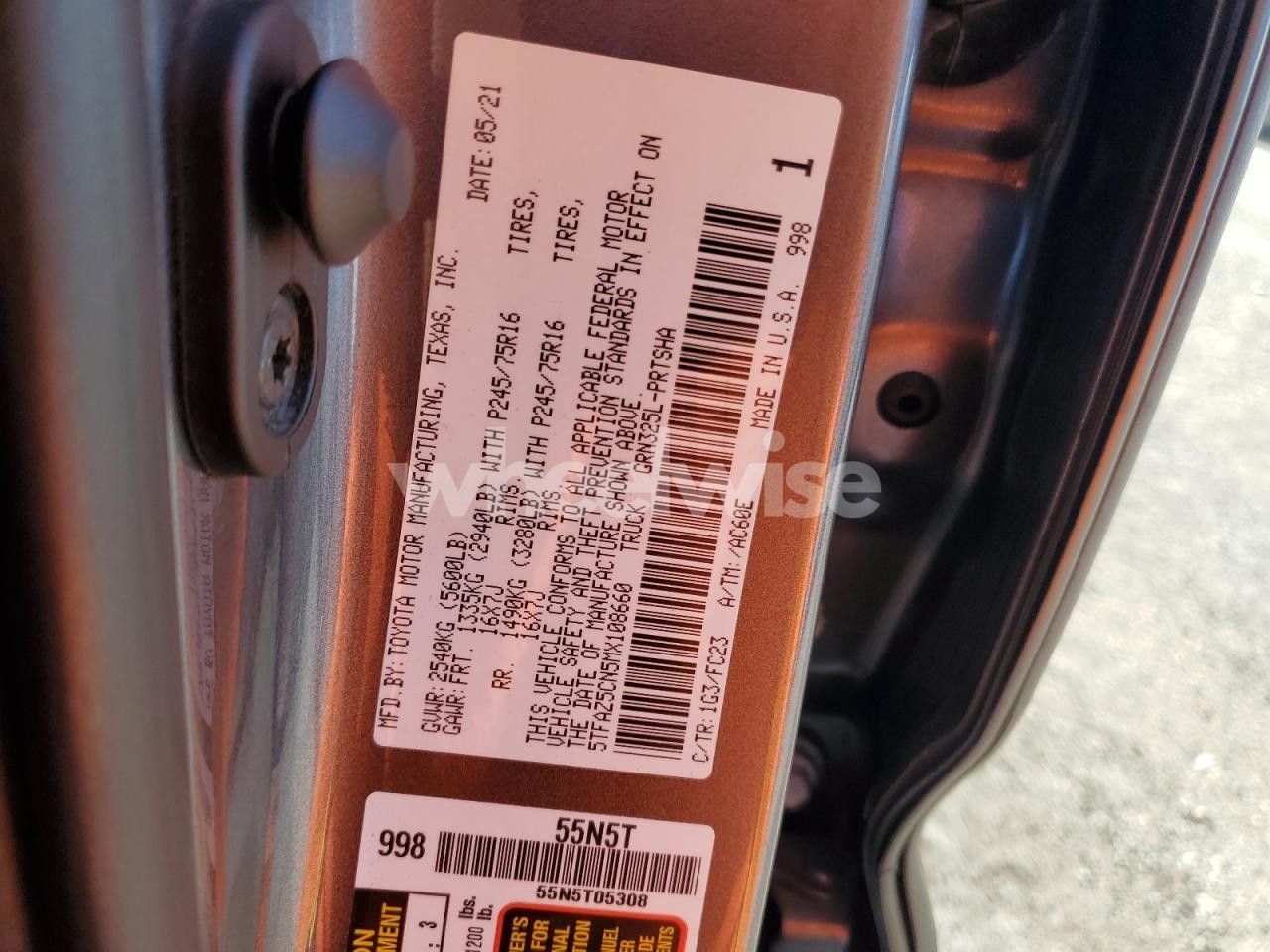 Photo 12 of 2021 TOYOTA TACOMA DOUBLE CAB (VIN 5TFAZ5CN5MX108660)