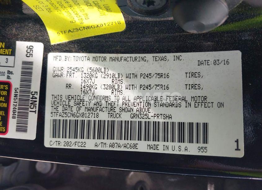 Photo 9 of 2016 Toyota Tacoma SR5 V6 (VIN 5TFAZ5CN6GX012718)