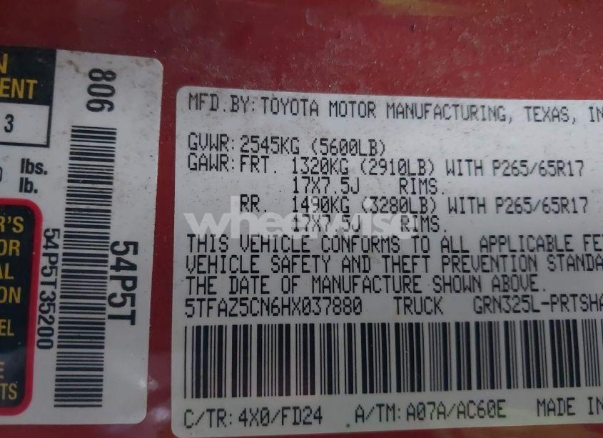 Photo 9 of 2017 Toyota Tacoma TRD SPORT (VIN 5TFAZ5CN6HX037880)