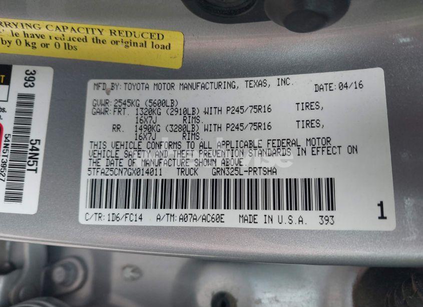 Photo 9 of 2016 Toyota Tacoma SR5 V6 (VIN 5TFAZ5CN7GX014011)