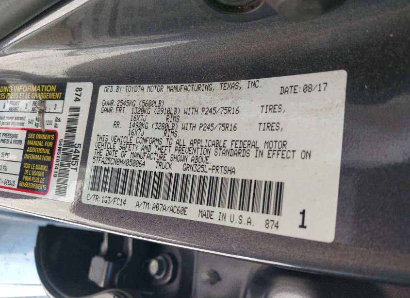 Photo 9 of 2017 Toyota Tacoma SR5 V6 (VIN 5TFAZ5CN8HX050064)