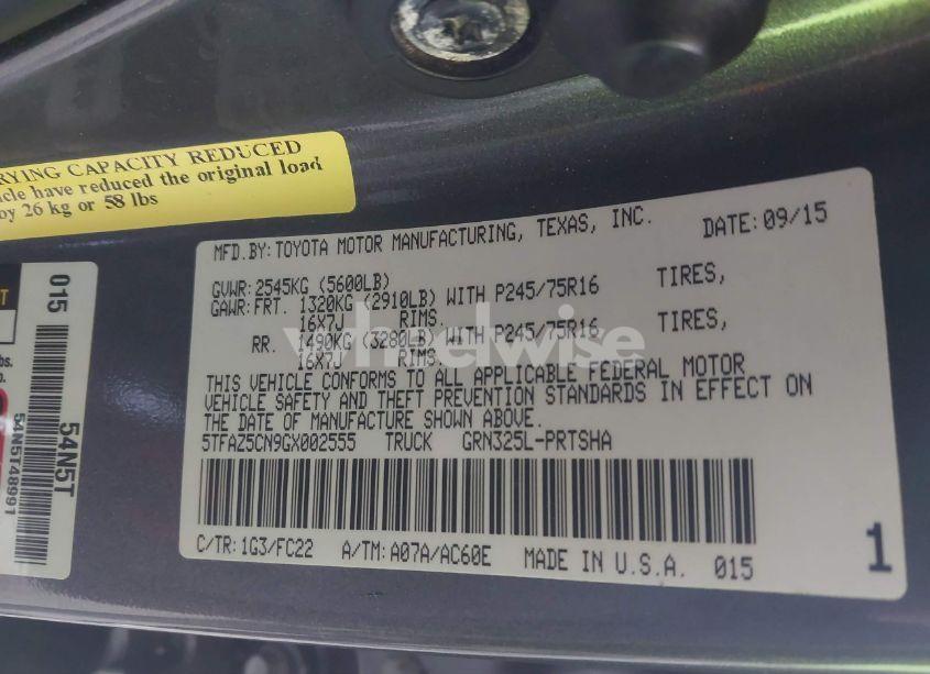 Photo 9 of 2016 Toyota Tacoma SR5 V6 (VIN 5TFAZ5CN9GX002555)
