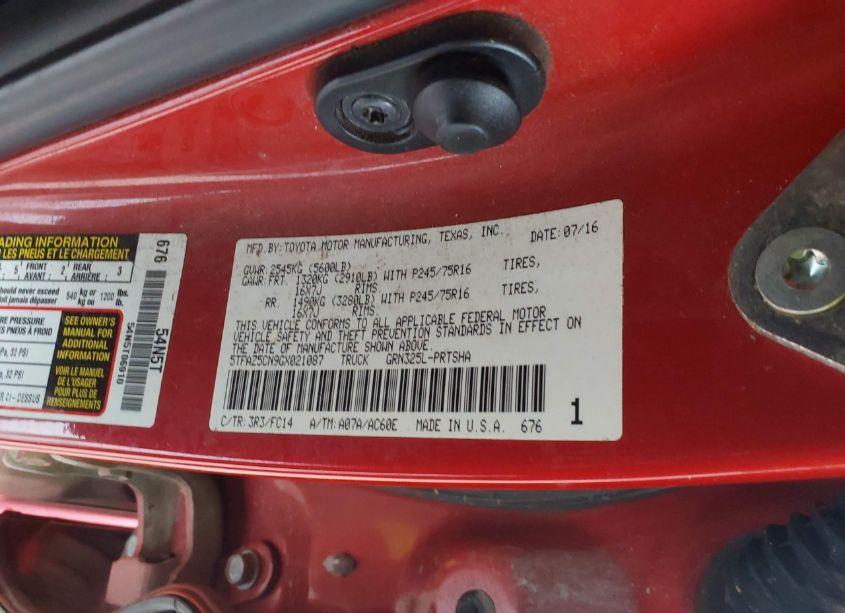 Photo 9 of 2016 Toyota Tacoma SR5 V6 (VIN 5TFAZ5CN9GX021087)