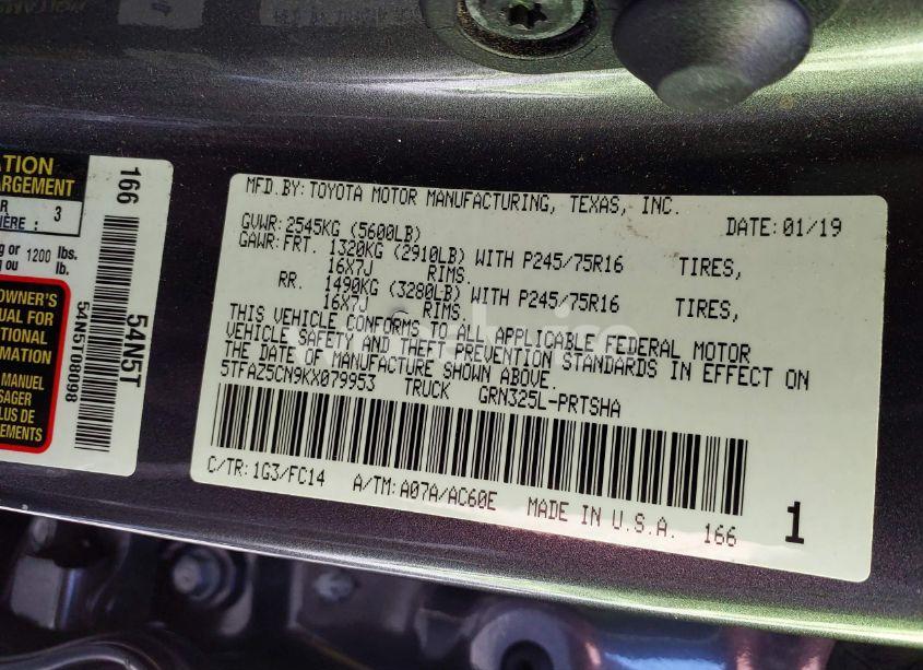 Photo 9 of 2019 Toyota Tacoma SR5 V6 (VIN 5TFAZ5CN9KX079953)