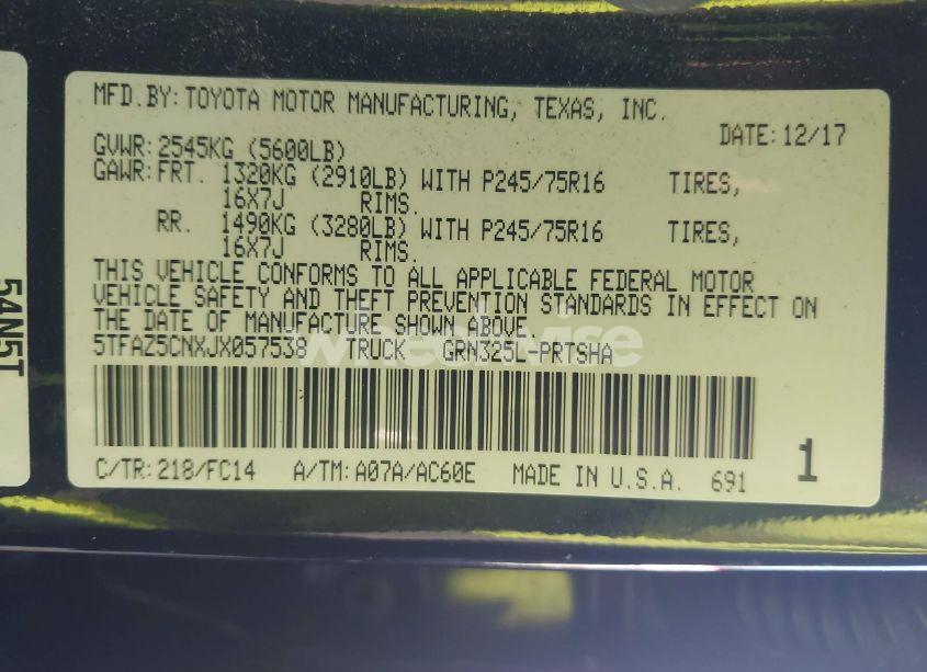 Photo 9 of 2018 Toyota Tacoma SR5 V6 (VIN 5TFAZ5CNXJX057538)