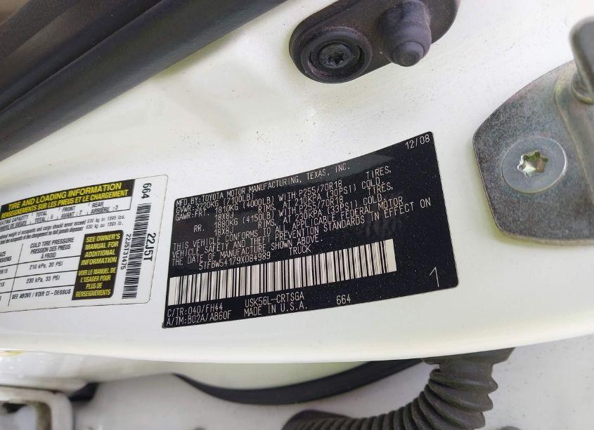 Photo 9 of 2009 Toyota Tundra SR5 5.7L V8 (VIN 5TFBW54179X084989)