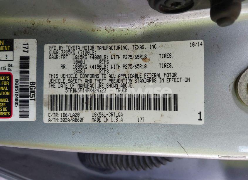 Photo 9 of 2015 Toyota Tundra LIMITED 5.7L V8 (VIN 5TFBW5F14FX424723)