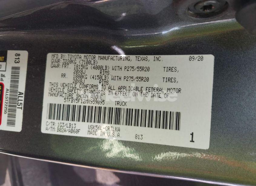 Photo 9 of 2021 Toyota Tundra LIMITED (VIN 5TFBY5F12MX959895)