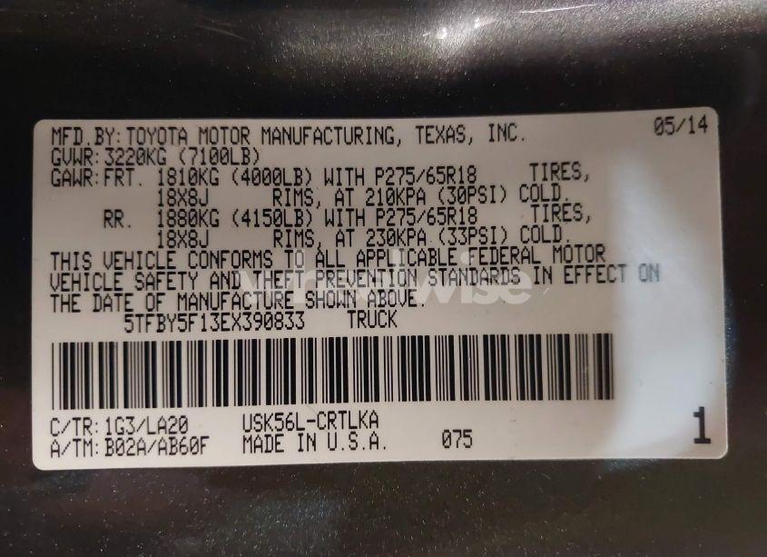 Photo 9 of 2014 Toyota Tundra LIMITED 5.7L V8 (VIN 5TFBY5F13EX390833)