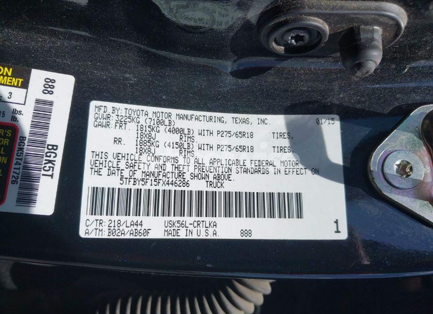 Photo 9 of 2015 Toyota Tundra LIMITED 5.7L V8 (VIN 5TFBY5F15FX446286)