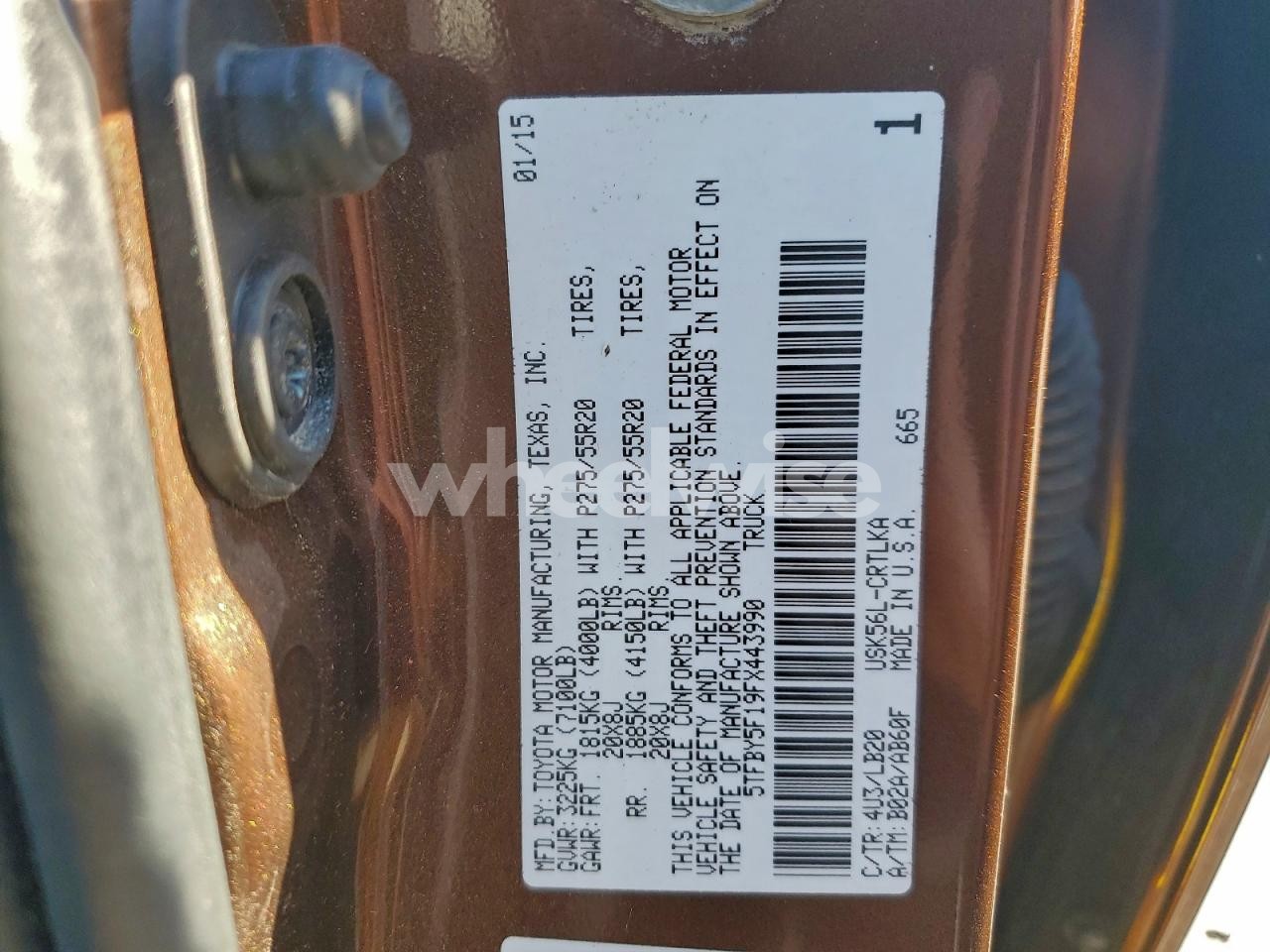 Photo 12 of 2015 TOYOTA TUNDRA DOUBLE CAB LIMITED (VIN 5TFBY5F19FX443990)