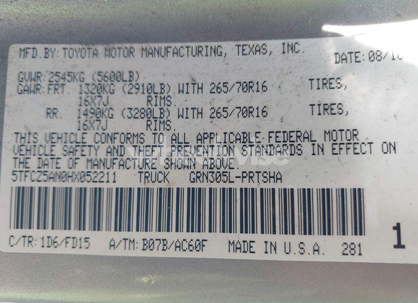 Photo 9 of 2017 Toyota Tacoma TRD OFF ROAD (VIN 5TFCZ5AN0HX052211)