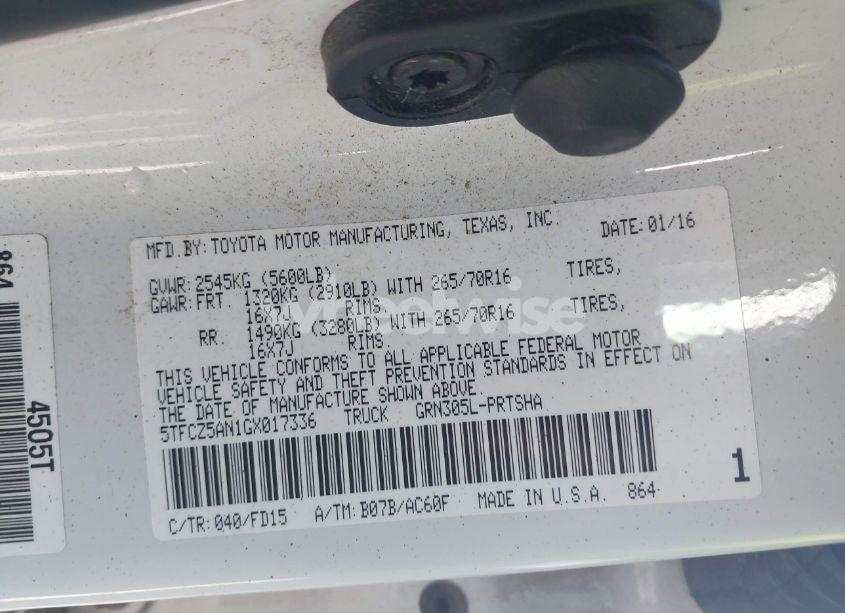 Photo 9 of 2016 Toyota Tacoma TRD OFF ROAD (VIN 5TFCZ5AN1GX017336)