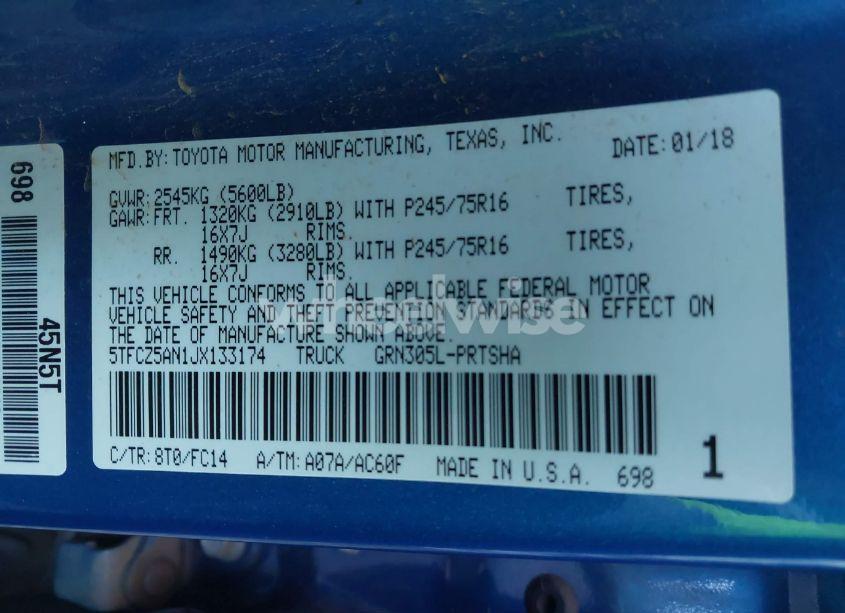 Photo 9 of 2018 Toyota Tacoma SR5 V6 (VIN 5TFCZ5AN1JX133174)