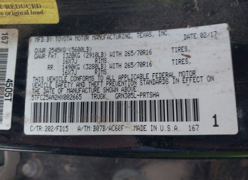 Photo 9 of 2017 Toyota Tacoma TRD OFF ROAD (VIN 5TFCZ5AN2HX082665)