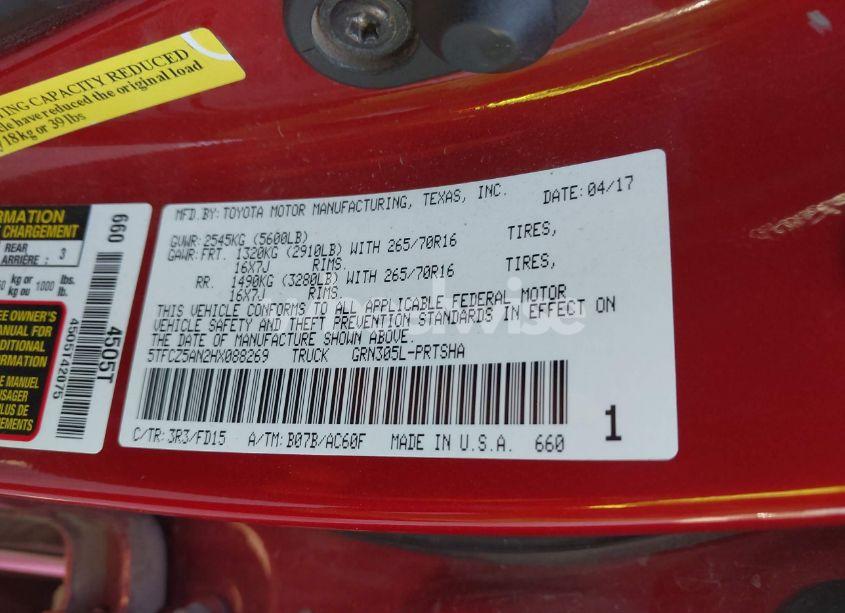 Photo 9 of 2017 Toyota Tacoma TRD OFF ROAD (VIN 5TFCZ5AN2HX088269)
