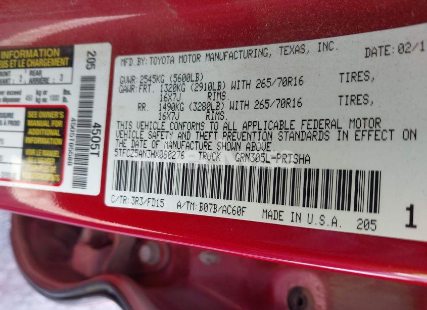 Photo 9 of 2017 Toyota Tacoma TRD OFF ROAD (VIN 5TFCZ5AN3HX080276)