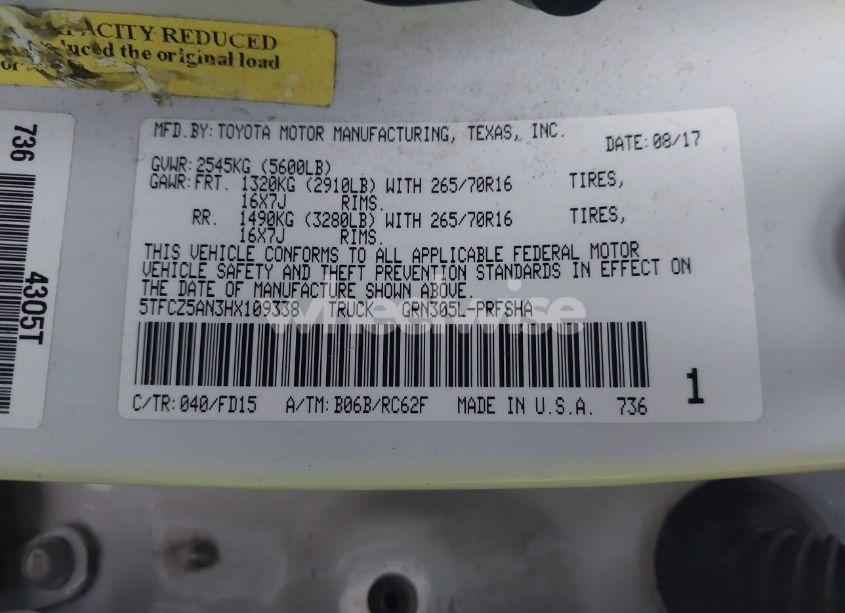 Photo 9 of 2017 Toyota Tacoma TRD OFF ROAD (VIN 5TFCZ5AN3HX109338)