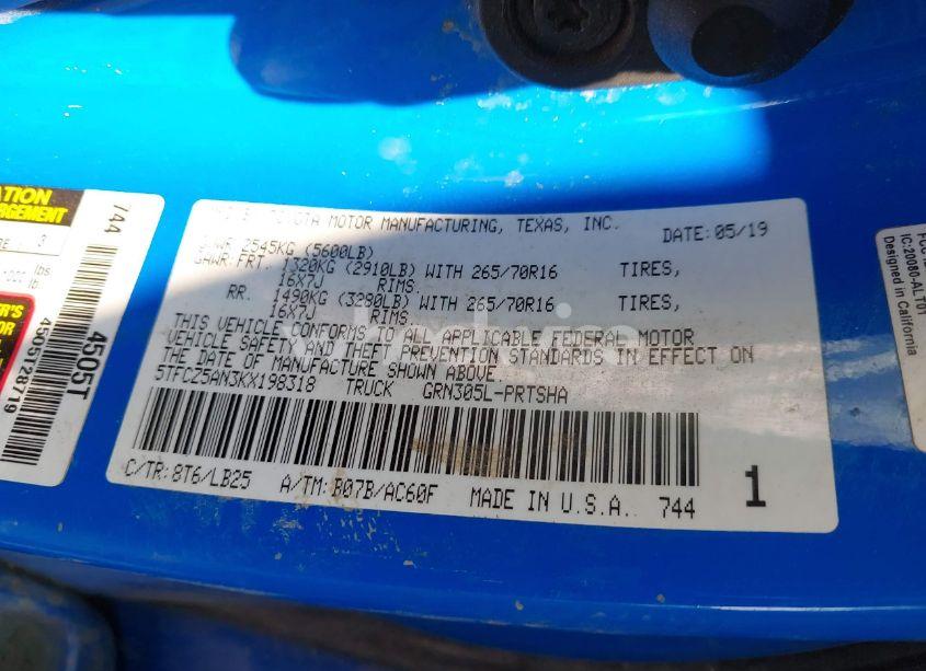 Photo 9 of 2019 Toyota Tacoma TRD PRO (VIN 5TFCZ5AN3KX198318)