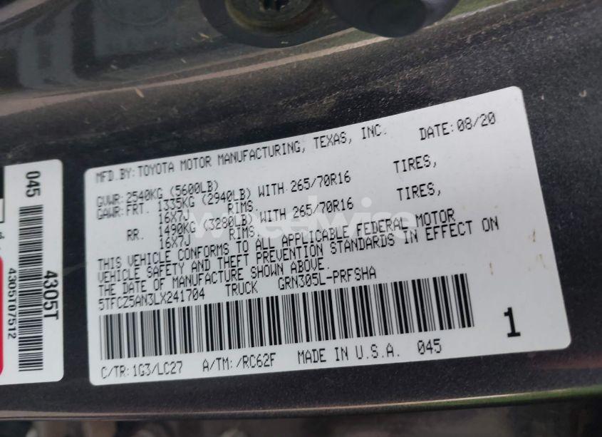 Photo 9 of 2020 Toyota Tacoma TRD OFF-ROAD (VIN 5TFCZ5AN3LX241704)